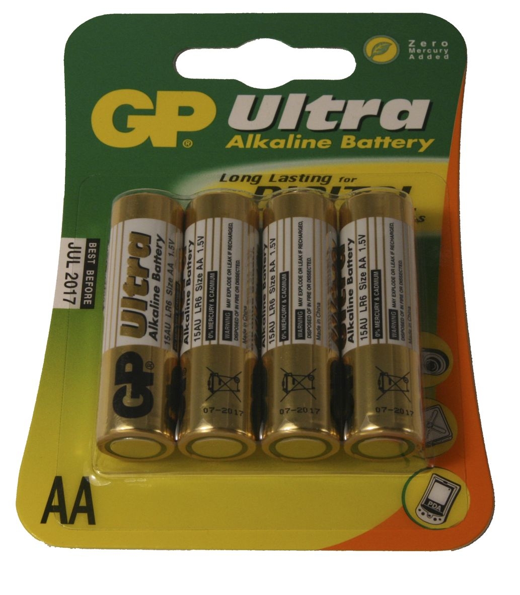 GP ULTRA 4-PACK AA-BATTERIER